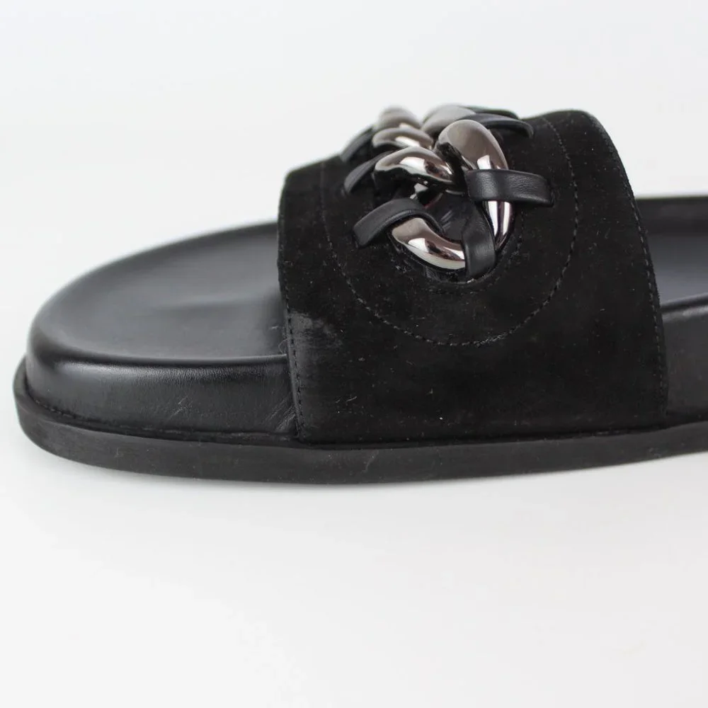 NEW VALENTINO GARAVANI Chain Slide Sandal, Black, EU 38.5 - Picture 9 of 16